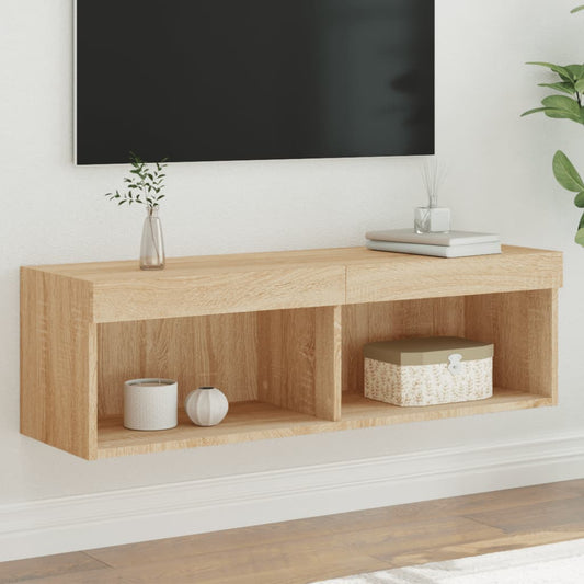 Mobile Porta TV con Luci LED Rovere Sonoma 100x30x30 cm - homemem39