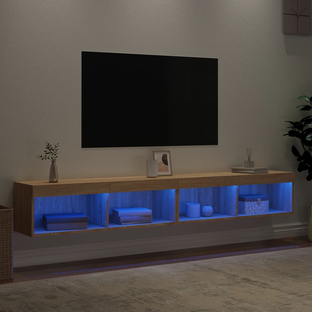 Mobili TV con Luci LED 2pz Rovere Sonoma 100x30x30 cm - homemem39