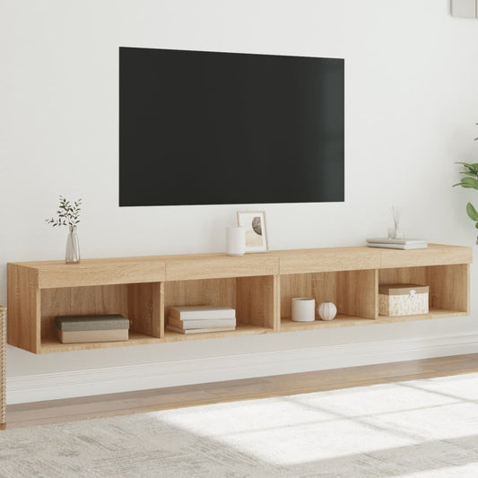 Mobili TV con Luci LED 2pz Rovere Sonoma 100x30x30 cm - homemem39