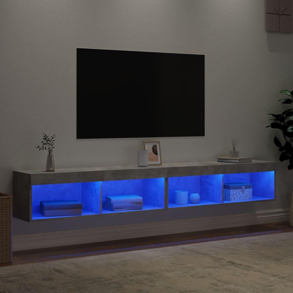 Mobili TV con Luci LED 2pz Grigio Cemento 100x30x30 cm - homemem39