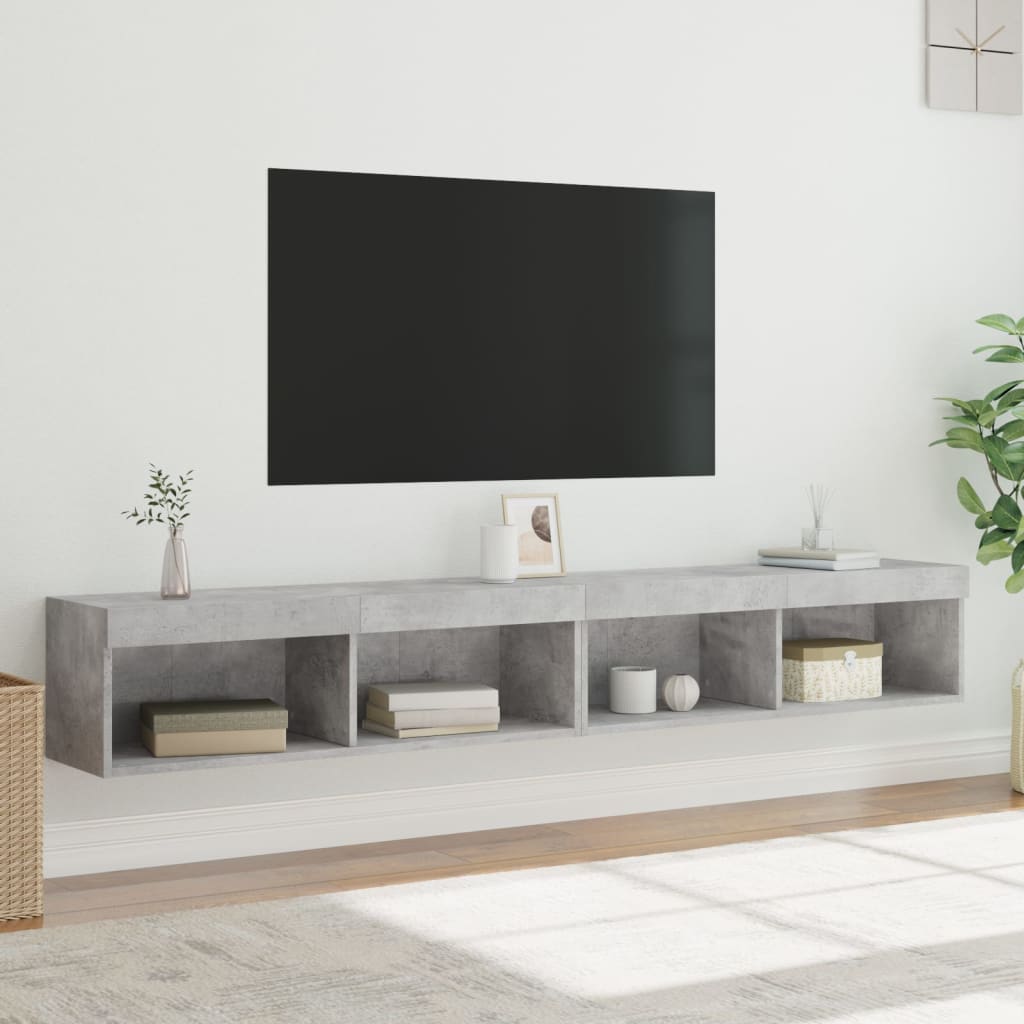 Mobili TV con Luci LED 2pz Grigio Cemento 100x30x30 cm - homemem39