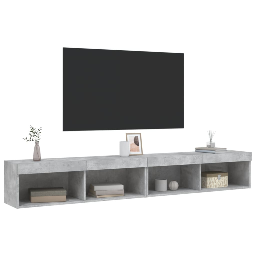 Mobili TV con Luci LED 2pz Grigio Cemento 100x30x30 cm - homemem39