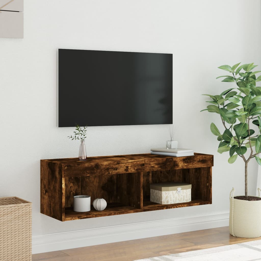 Mobile Porta TV con Luci LED Rovere Fumo 100x30x30 cm - homemem39