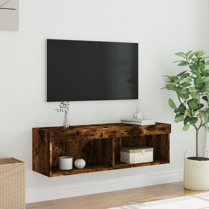 Mobile Porta TV con Luci LED Rovere Fumo 100x30x30 cm - homemem39