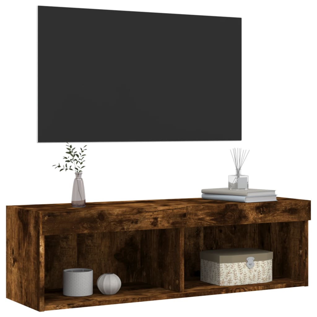 Mobile Porta TV con Luci LED Rovere Fumo 100x30x30 cm - homemem39