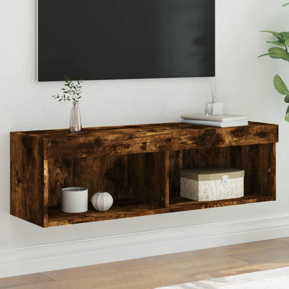 Mobile Porta TV con Luci LED Rovere Fumo 100x30x30 cm - homemem39