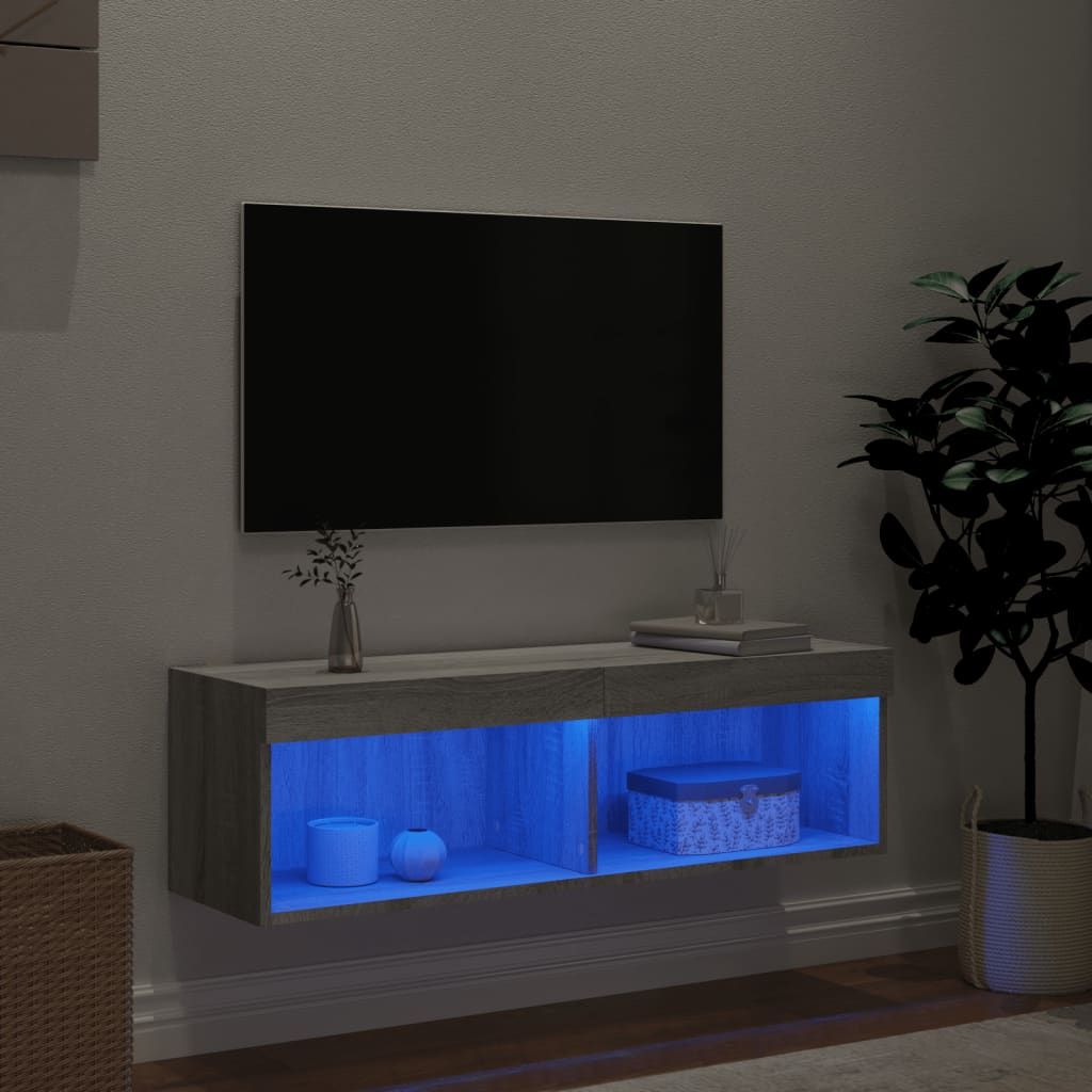 Mobile Porta TV con Luci LED Grigio Sonoma 100x30x30 cm - homemem39