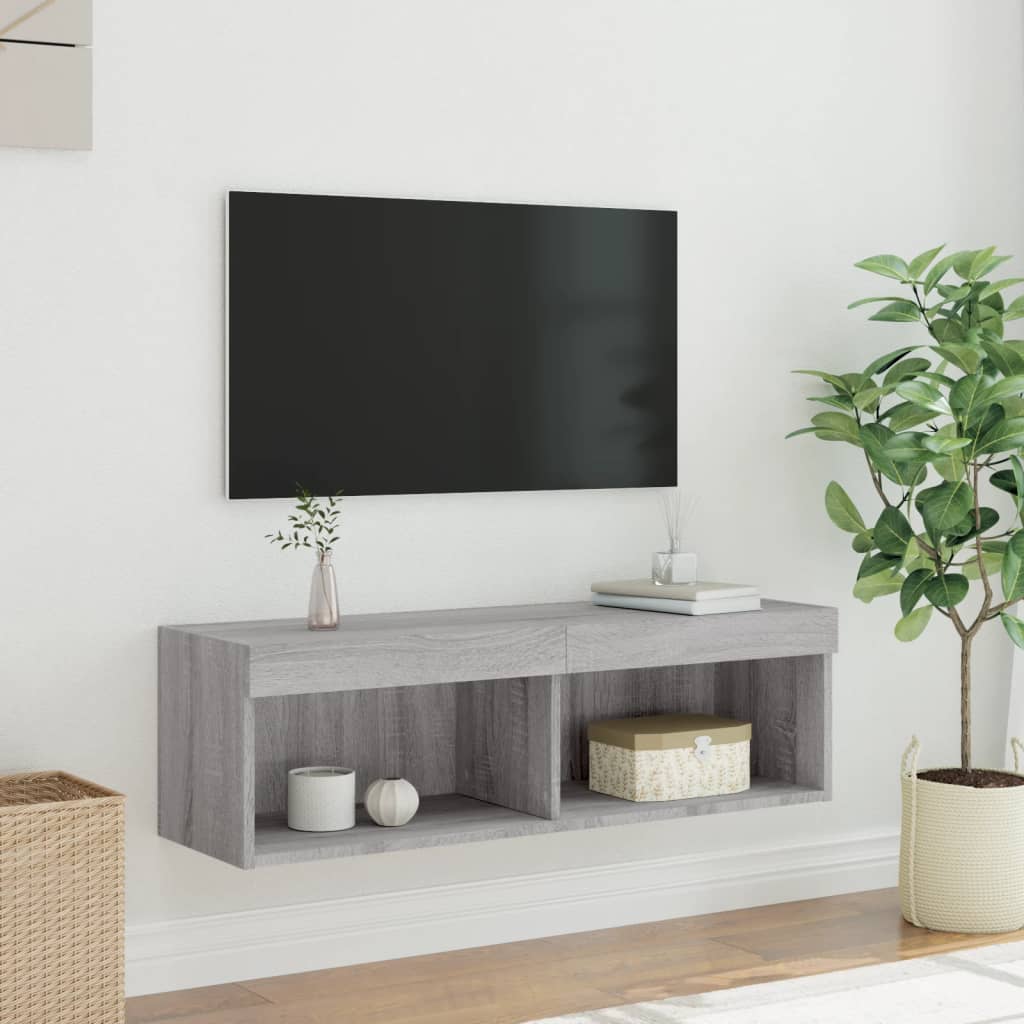 Mobile Porta TV con Luci LED Grigio Sonoma 100x30x30 cm - homemem39