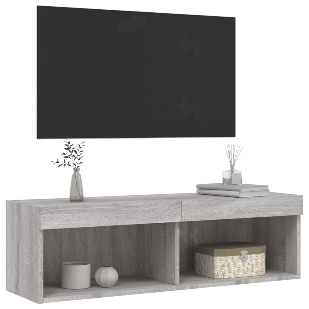 Mobile Porta TV con Luci LED Grigio Sonoma 100x30x30 cm - homemem39