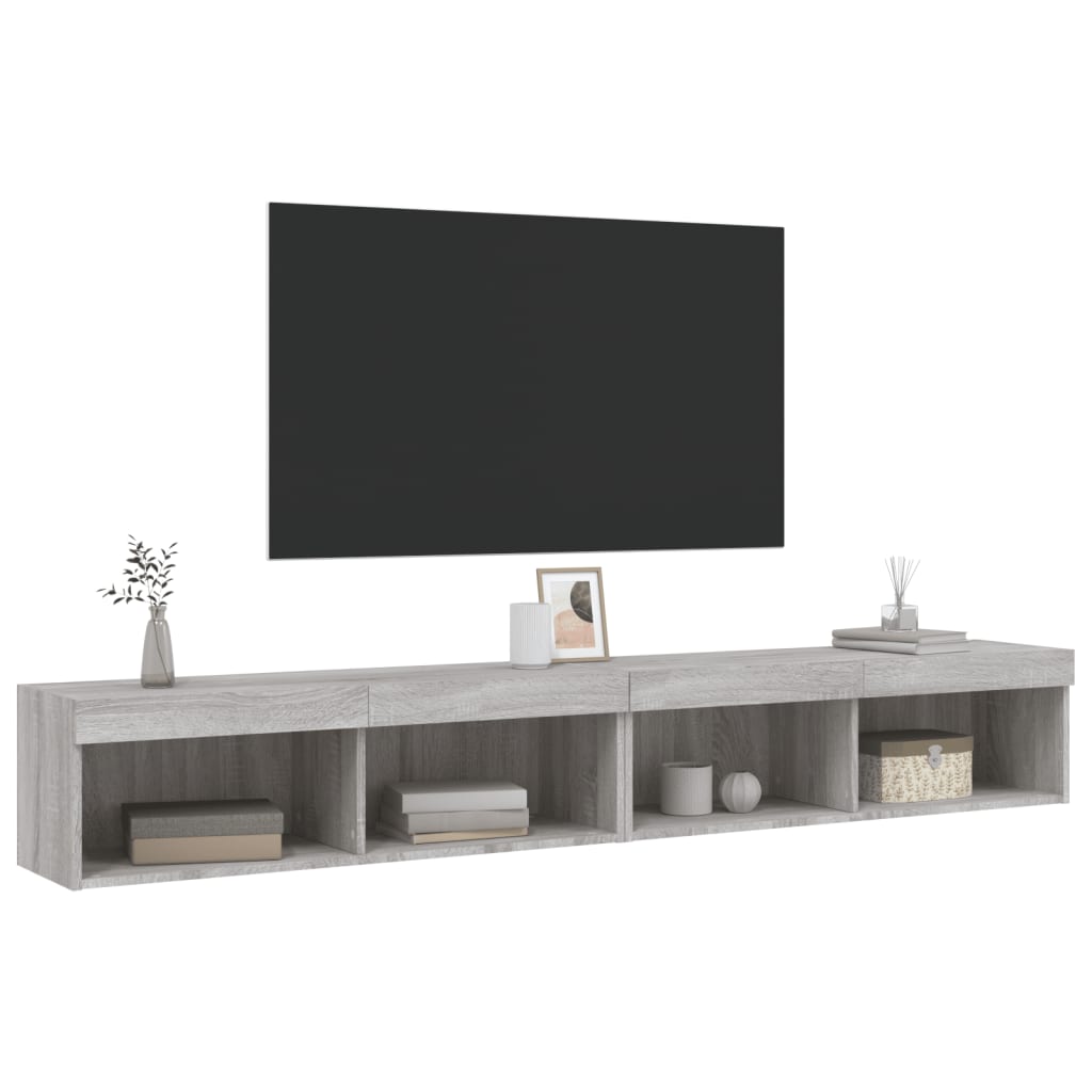 Mobili TV con Luci LED 2pz Grigio Sonoma 100x30x30 cm - homemem39