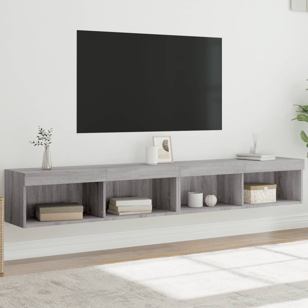 Mobili TV con Luci LED 2pz Grigio Sonoma 100x30x30 cm - homemem39