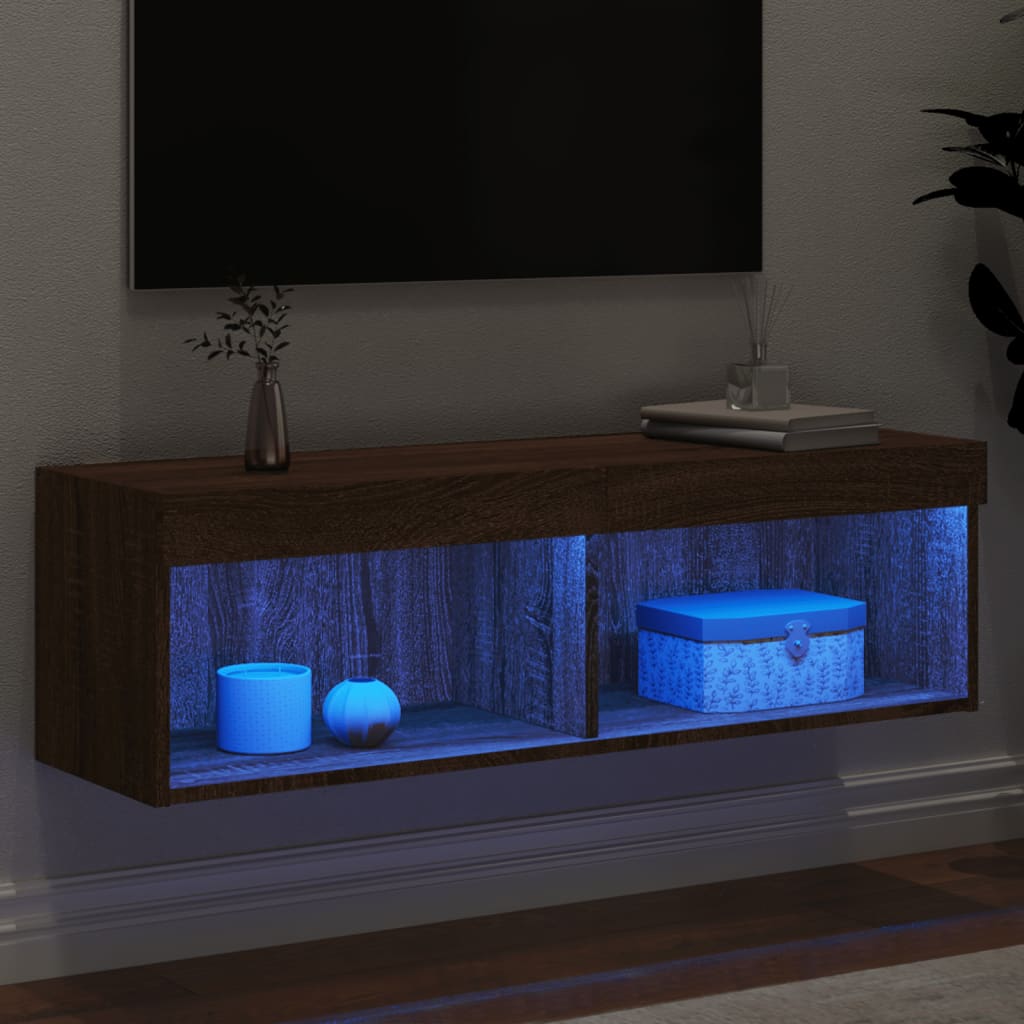 Mobile Porta TV con Luci LED Rovere Marrone 100x30x30 cm - homemem39