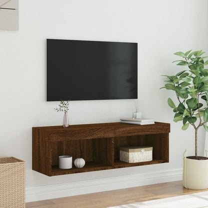 Mobile Porta TV con Luci LED Rovere Marrone 100x30x30 cm - homemem39