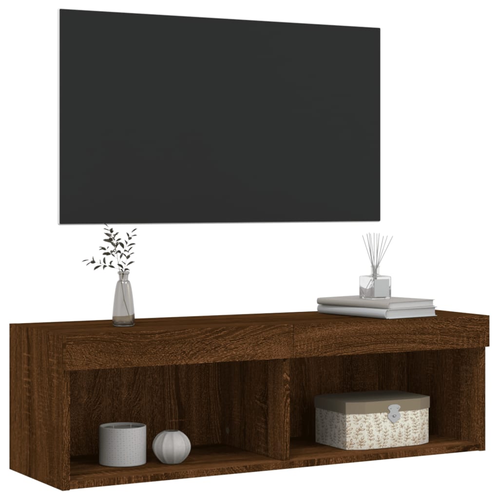 Mobile Porta TV con Luci LED Rovere Marrone 100x30x30 cm - homemem39