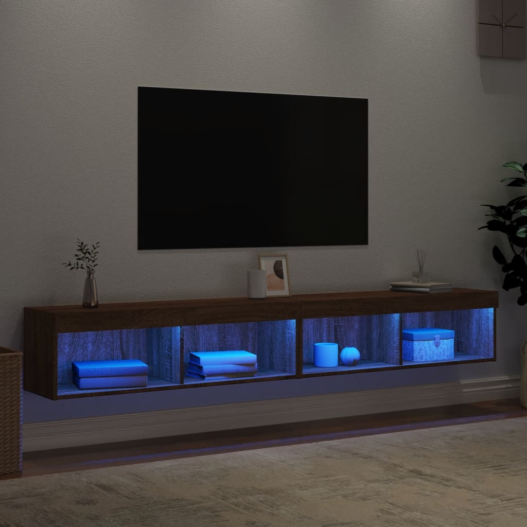 Mobili Porta TV con Luci LED 2 pz Rovere Marrone 100x30x30 cm - homemem39