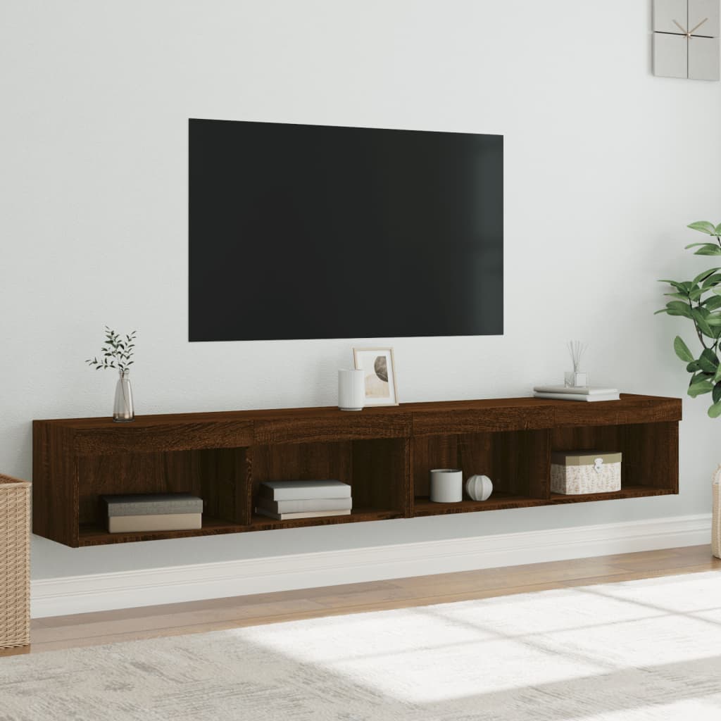 Mobili Porta TV con Luci LED 2 pz Rovere Marrone 100x30x30 cm - homemem39