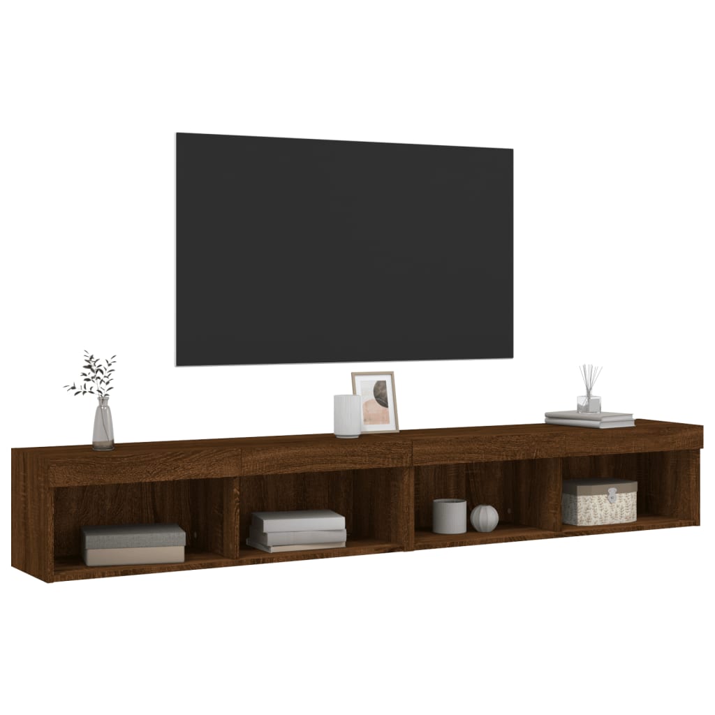 Mobili Porta TV con Luci LED 2 pz Rovere Marrone 100x30x30 cm - homemem39