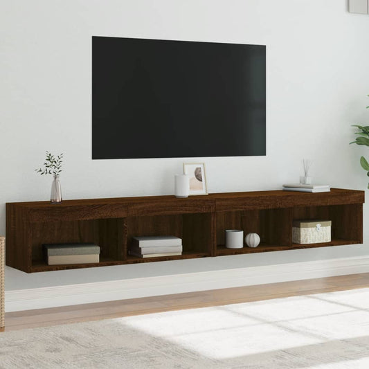 Mobili Porta TV con Luci LED 2 pz Rovere Marrone 100x30x30 cm - homemem39