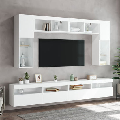 Mobile TV a Parete con Luci LED Bianco 60x30x40 cm - homemem39