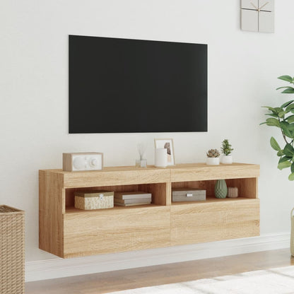 Mobili TV a Parete con Luci LED 2pz Rovere Sonoma 60x30x40 cm - homemem39