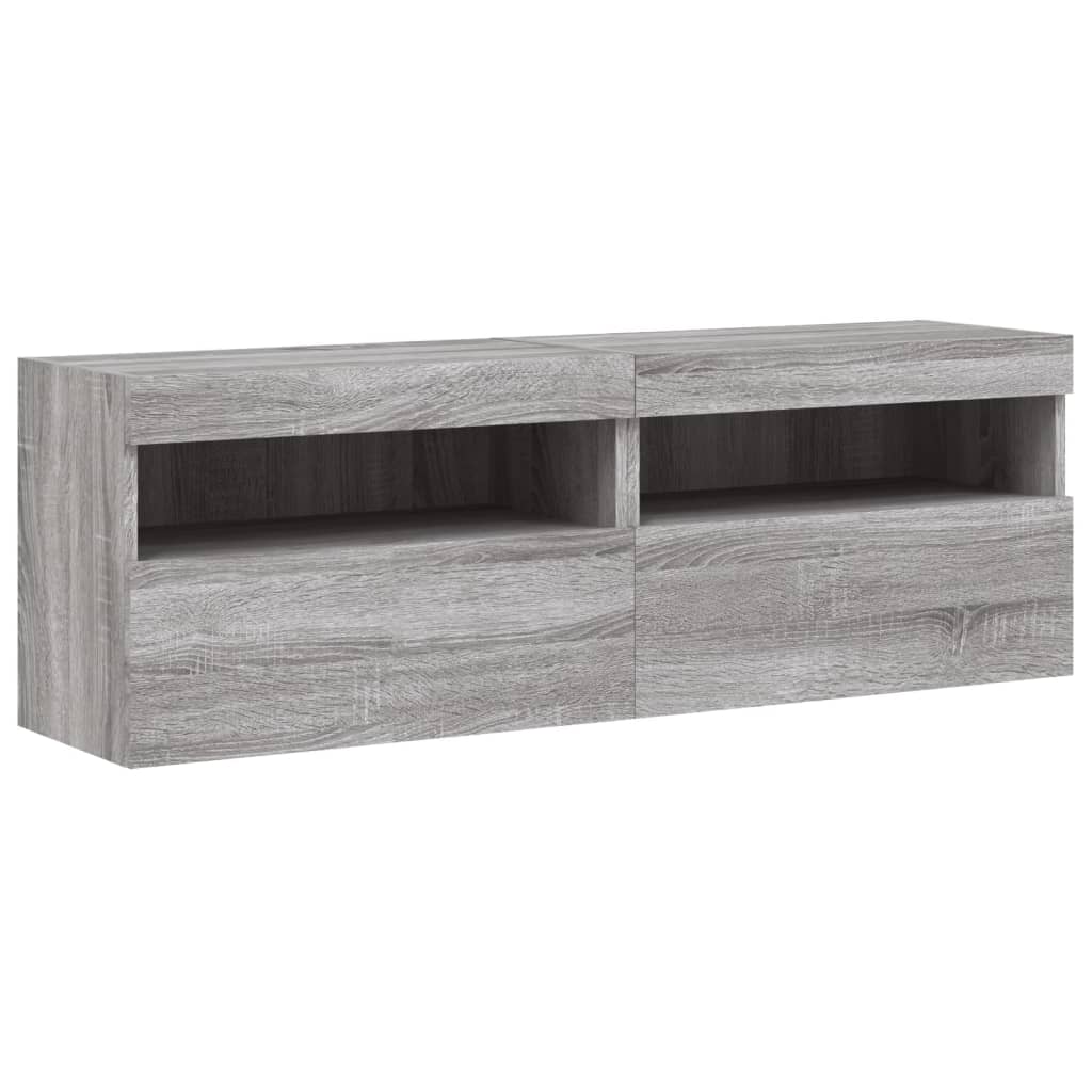 Mobili TV a Parete con Luci LED 2pz Grigio Sonoma 60x30x40 cm - homemem39