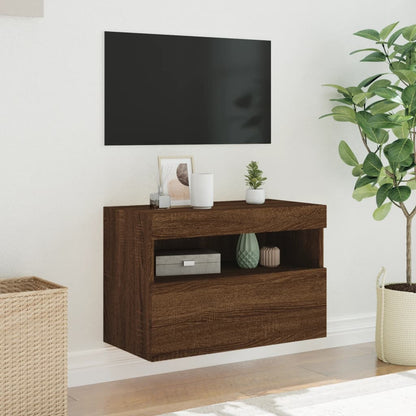 Mobile TV a Parete con Luci LED Rovere Marrone 60x30x40 cm - homemem39