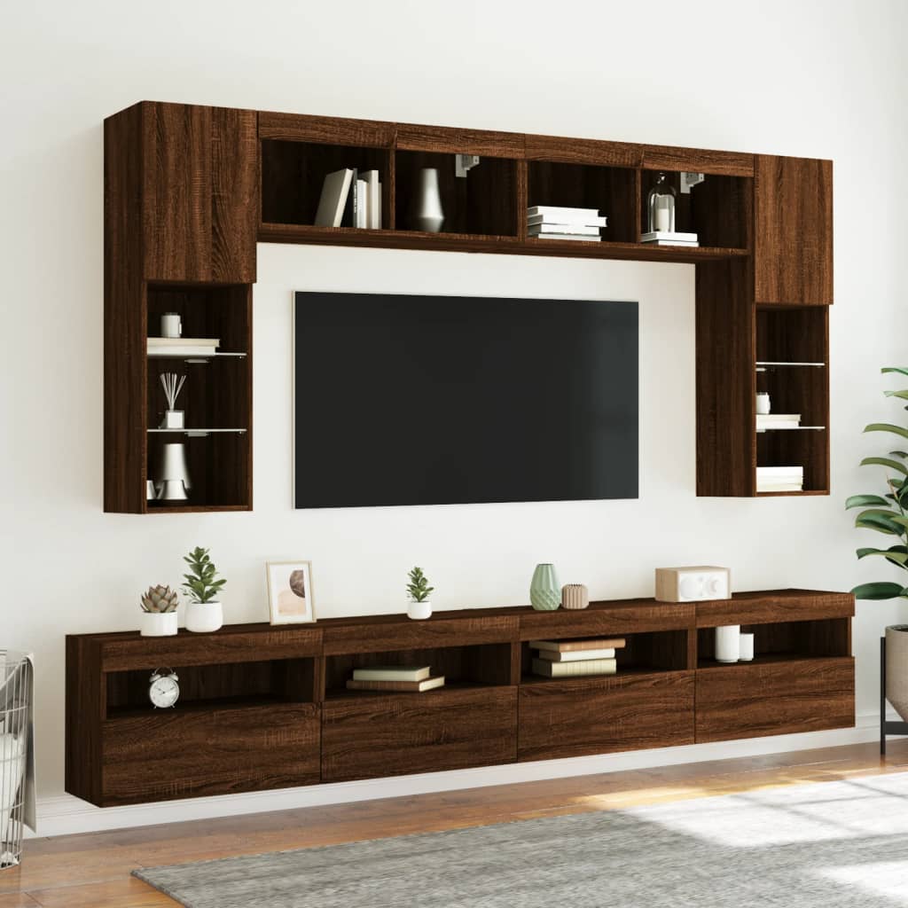 Mobile TV a Parete con Luci LED Rovere Marrone 60x30x40 cm - homemem39