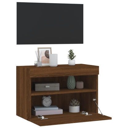 Mobile TV a Parete con Luci LED Rovere Marrone 60x30x40 cm - homemem39