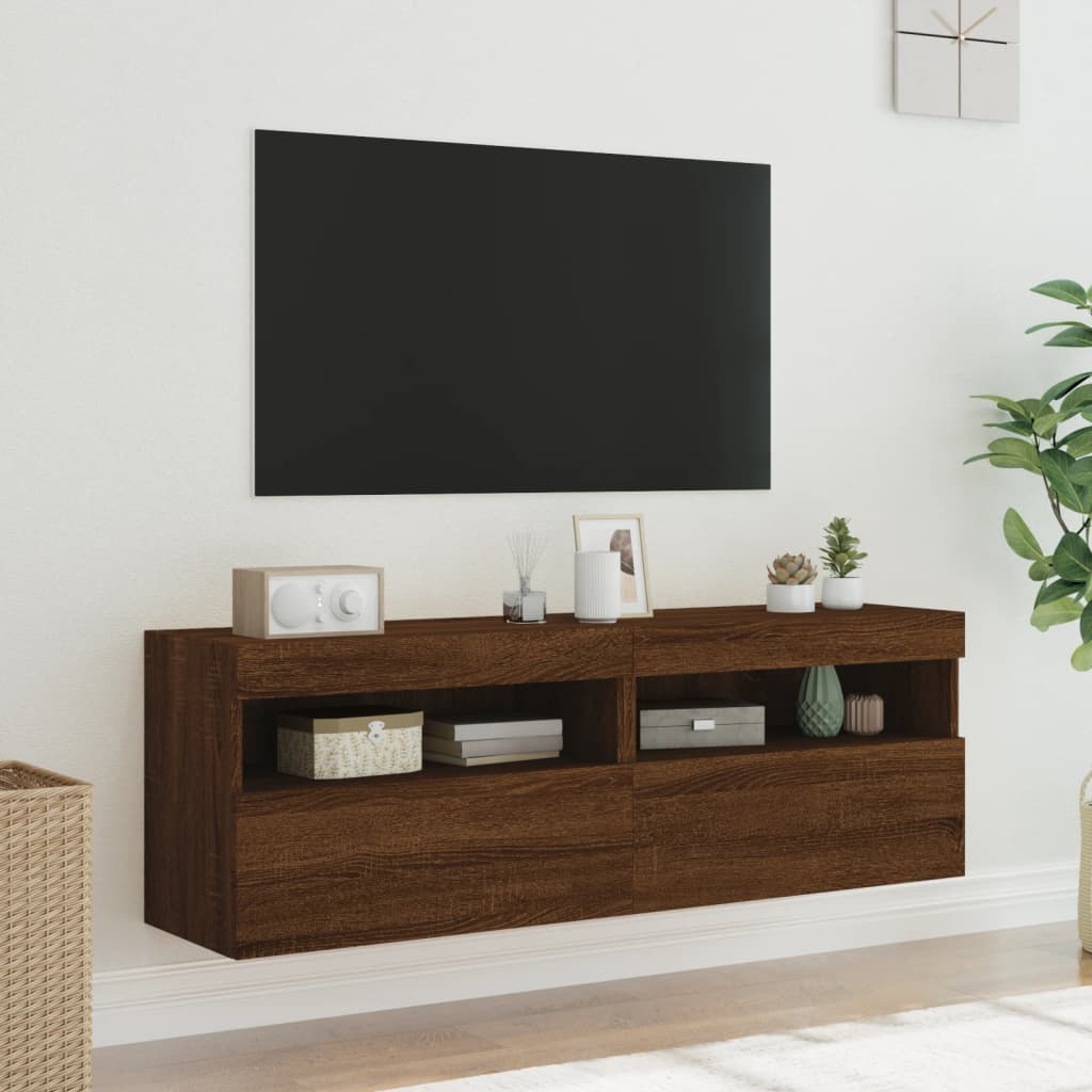 Mobili TV a Parete con Luci LED 2pz Rovere Marrone 60x30x40 cm - homemem39