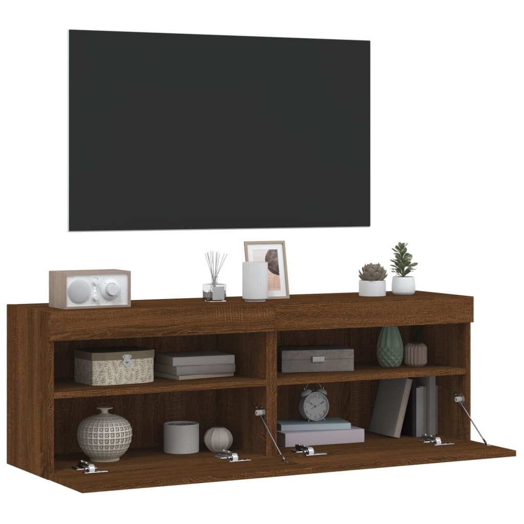 Mobili TV a Parete con Luci LED 2pz Rovere Marrone 60x30x40 cm - homemem39