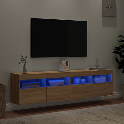 Mobili TV a Parete con Luci LED 2pz Rovere Sonoma 80x30x40 cm - homemem39