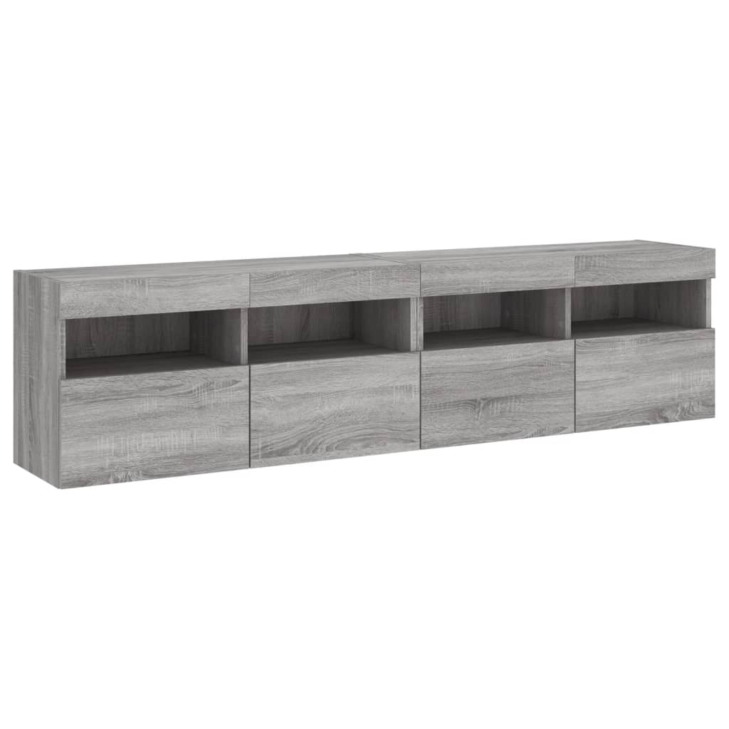 Mobili TV a Parete con Luci LED 2pz Grigio Sonoma 80x30x40 cm - homemem39