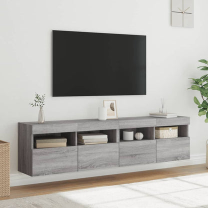 Mobili TV a Parete con Luci LED 2pz Grigio Sonoma 80x30x40 cm - homemem39