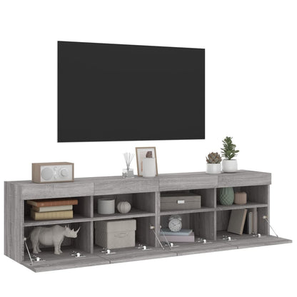 Mobili TV a Parete con Luci LED 2pz Grigio Sonoma 80x30x40 cm - homemem39