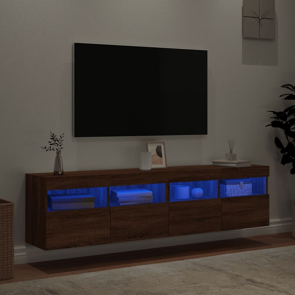 Mobili TV a Parete con Luci LED 2pz Rovere Marrone 80x30x40 cm - homemem39