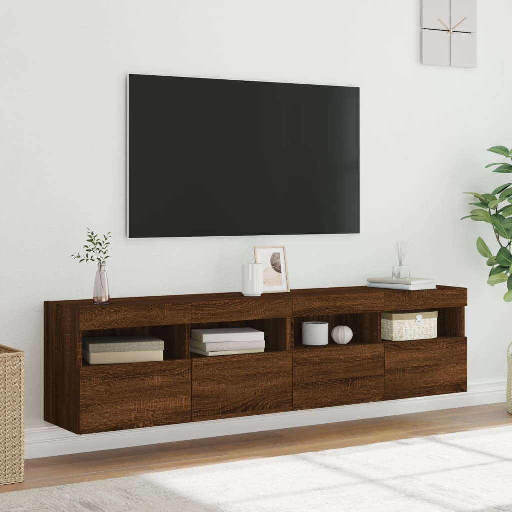 Mobili TV a Parete con Luci LED 2pz Rovere Marrone 80x30x40 cm - homemem39