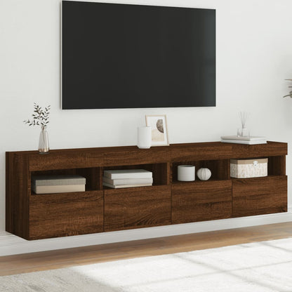 Mobili TV a Parete con Luci LED 2pz Rovere Marrone 80x30x40 cm - homemem39