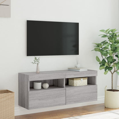 Mobile TV a Parete con Luci LED Grigio Sonoma 100x30x40 cm - homemem39