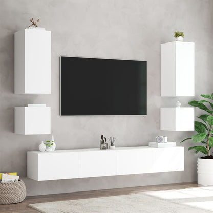 Mobile TV a Parete con Luci LED Bianco 40,5x35x40 cm - homemem39