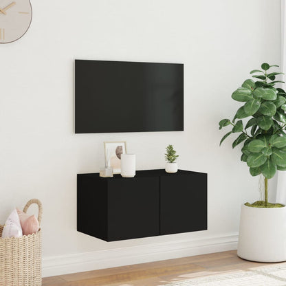 Mobile TV a Parete con Luci LED Nero 60x35x31 cm - homemem39