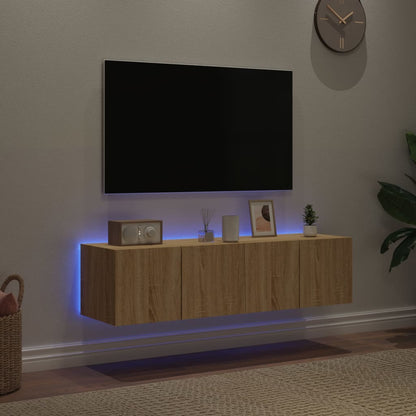 Mobili TV a Parete con Luci LED 2pz Rovere Sonoma 60x35x31 cm - homemem39