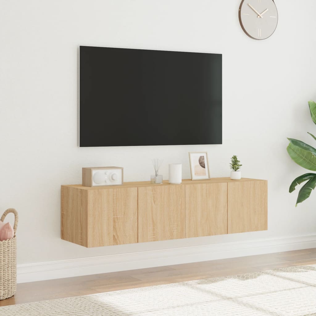 Mobili TV a Parete con Luci LED 2pz Rovere Sonoma 60x35x31 cm - homemem39