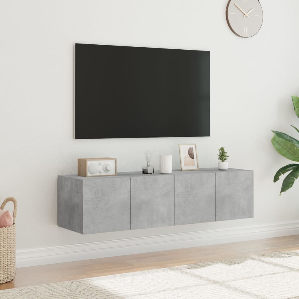 Mobili TV a Parete con Luci LED 2pz Grigio Cemento 60x35x31 cm - homemem39