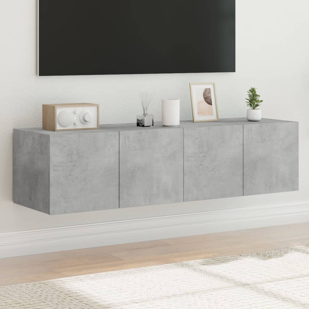 Mobili TV a Parete con Luci LED 2pz Grigio Cemento 60x35x31 cm - homemem39