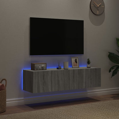 Mobili TV a Parete con Luci LED 2pz Grigio Sonoma 60x35x31 cm - homemem39