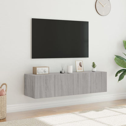 Mobili TV a Parete con Luci LED 2pz Grigio Sonoma 60x35x31 cm - homemem39