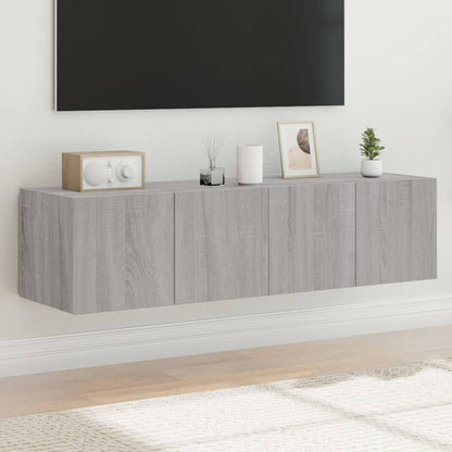 Mobili TV a Parete con Luci LED 2pz Grigio Sonoma 60x35x31 cm - homemem39