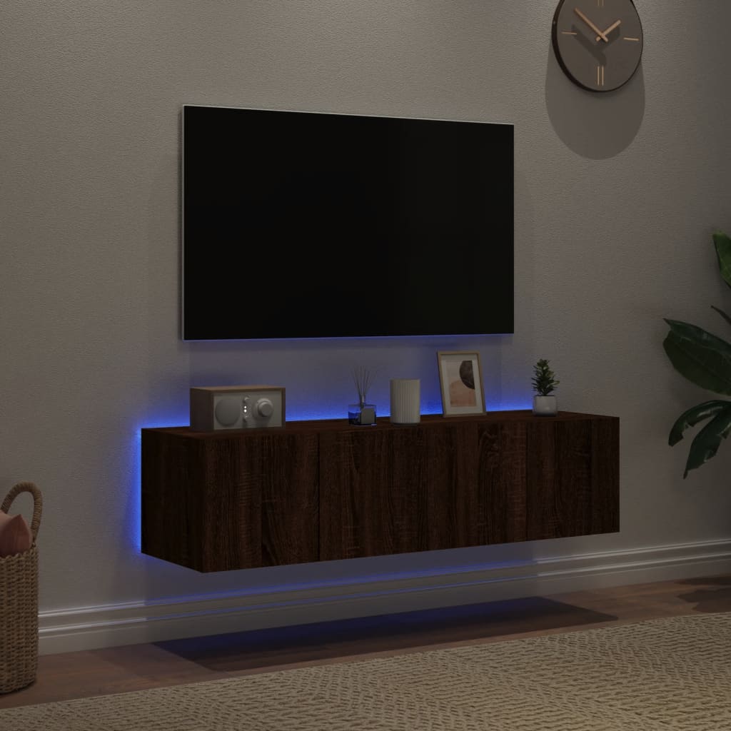 Mobili TV a Parete con Luci LED 2pz Rovere Marrone 60x35x31 cm - homemem39