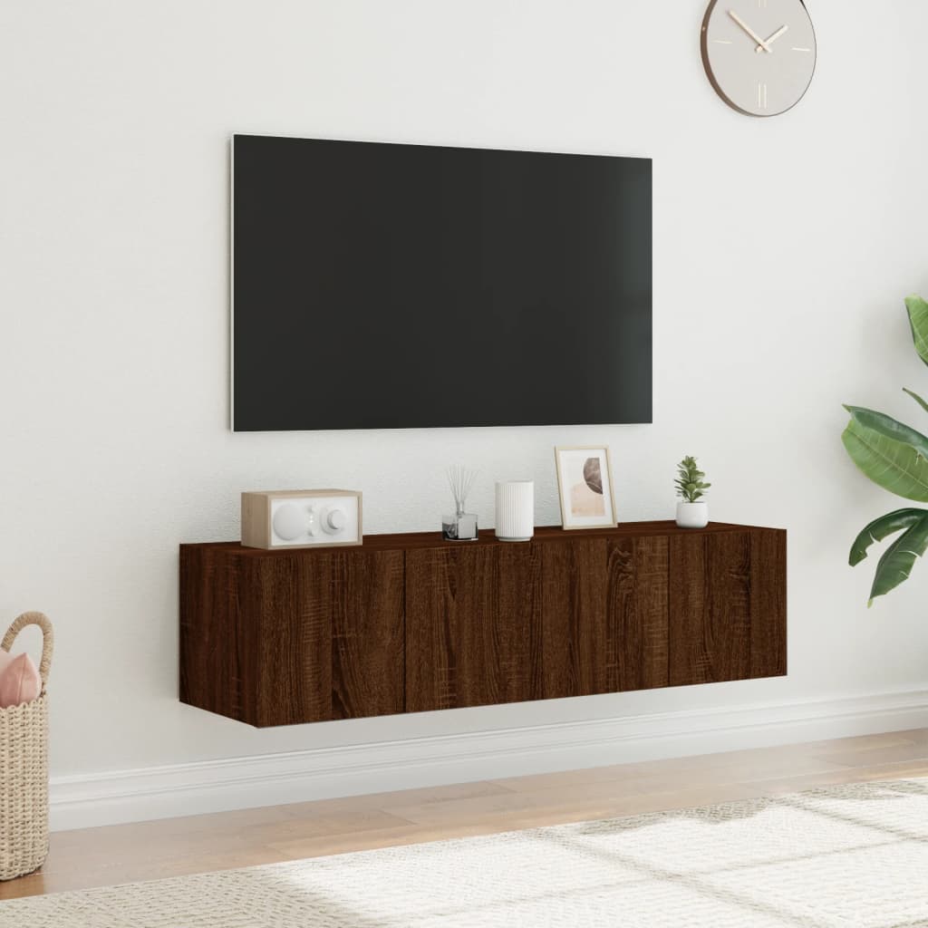 Mobili TV a Parete con Luci LED 2pz Rovere Marrone 60x35x31 cm - homemem39