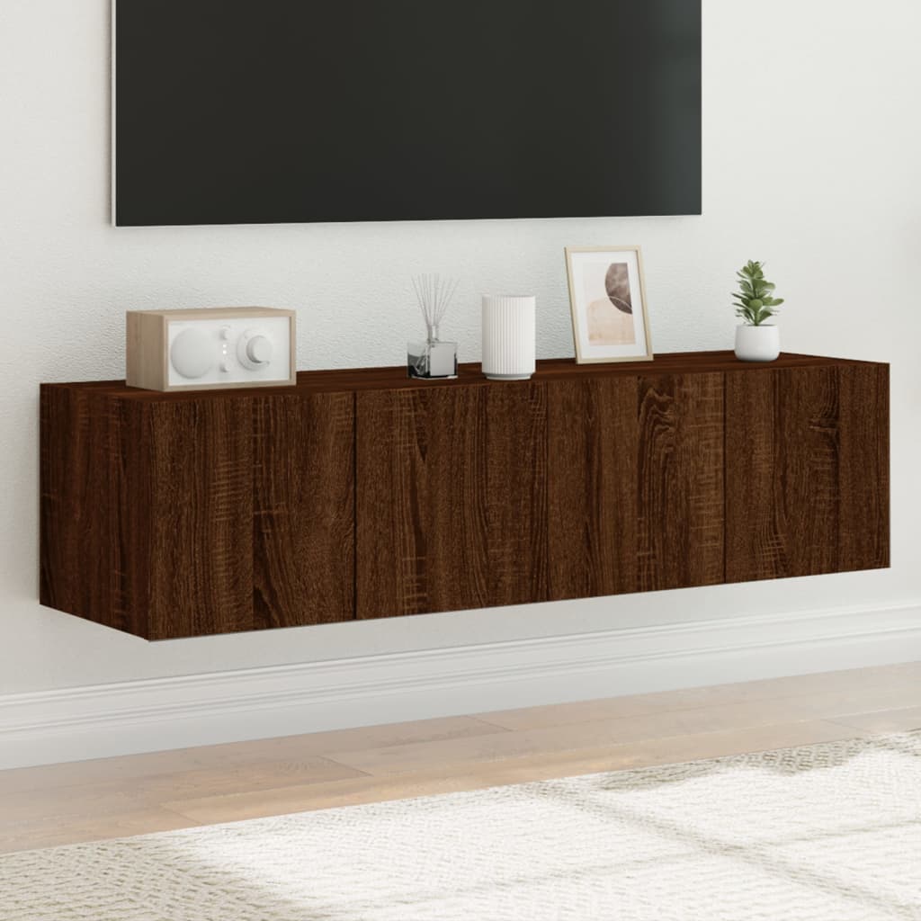 Mobili TV a Parete con Luci LED 2pz Rovere Marrone 60x35x31 cm - homemem39